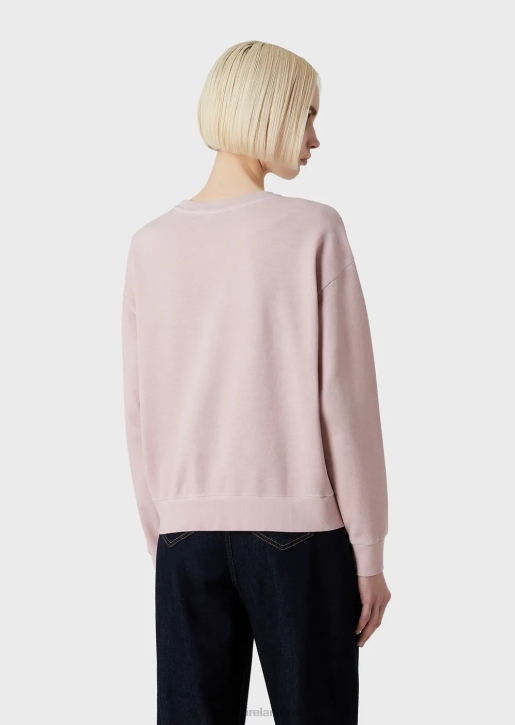 Women 086V423 Tye-Dye Organic French Terrycloth Sweatshirt With Embossed Logo Embroidery Armani Pink