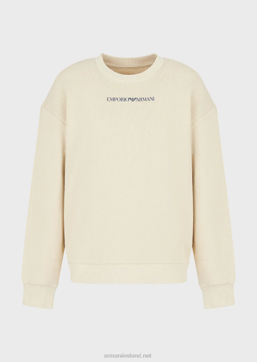 Women 086V424 Sustainable Collection Soft Organic-Cotton Sweatshirt With Oversized Print Armani Beige