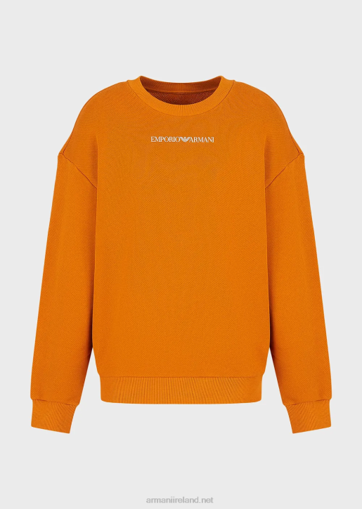Women 086V425 Sustainable Collection Soft Organic-Cotton Sweatshirt With Oversized Print Armani Orange