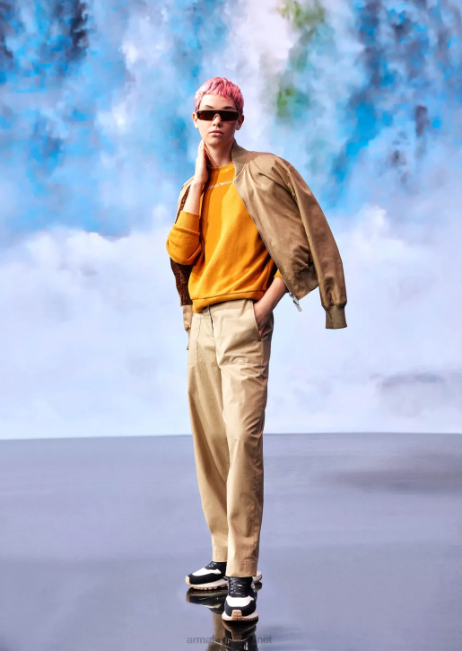 Women 086V425 Sustainable Collection Soft Organic-Cotton Sweatshirt With Oversized Print Armani Orange