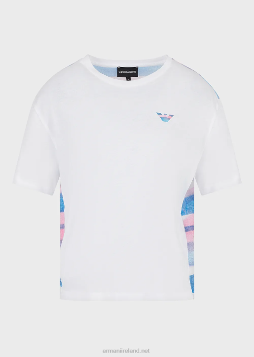 Women 086V427 Organic Stretch-Jersey T-Shirt With Back Print Armani Multicolour