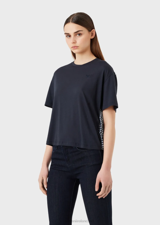 Women 086V427 Organic Stretch-Jersey T-Shirt With Back Print Armani Multicolour