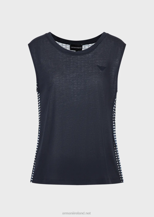 Women 086V428 Soft, Organic-Jersey Tank Top With Logo And Print On The Back Armani Blue