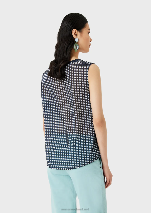 Women 086V428 Soft, Organic-Jersey Tank Top With Logo And Print On The Back Armani Blue