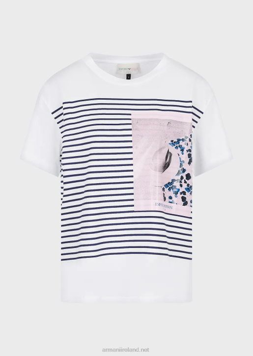 Women 086V435 Mare Capsule Collection Printed Light Jersey T-Shirt Armani Striped