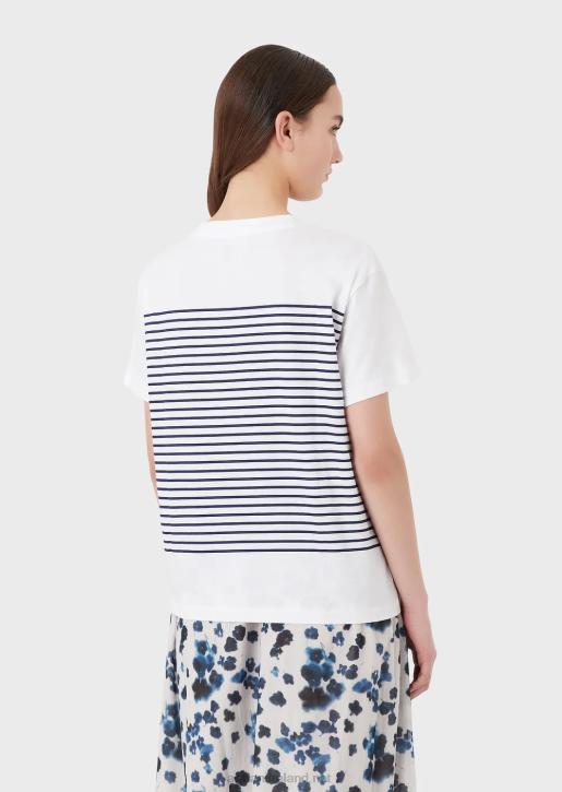 Women 086V435 Mare Capsule Collection Printed Light Jersey T-Shirt Armani Striped