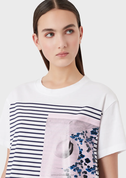 Women 086V435 Mare Capsule Collection Printed Light Jersey T-Shirt Armani Striped