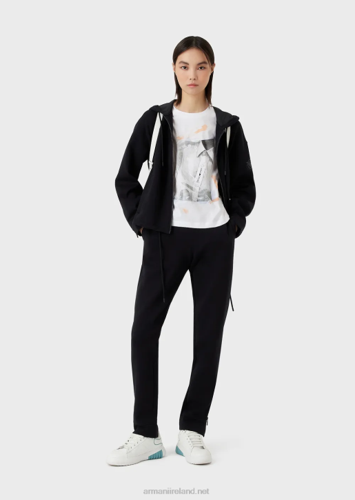 Women 086V436 Medium Organic-Jersey T-Shirt With Close-Up Shirt Print And Embroidery Armani White