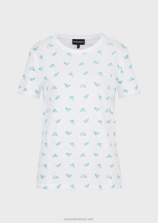 Women 086V438 Slub-Jersey T-Shirt With Logo Print Armani White