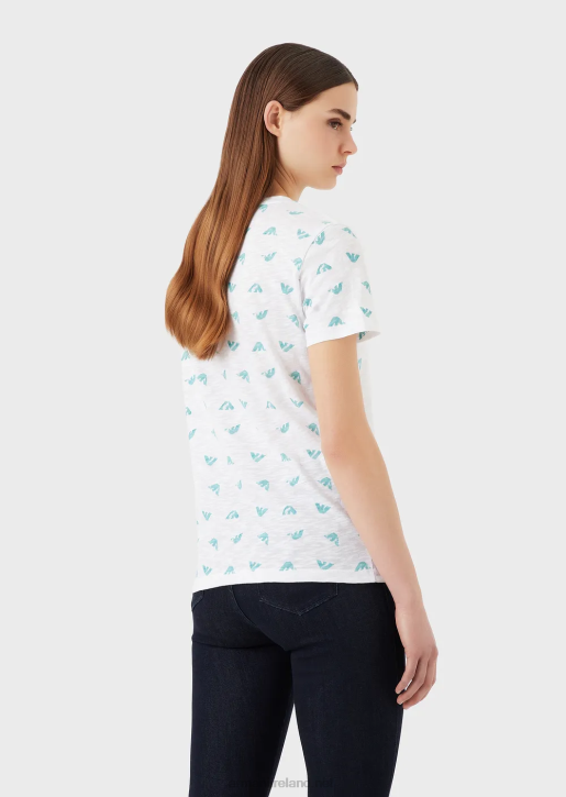 Women 086V438 Slub-Jersey T-Shirt With Logo Print Armani White