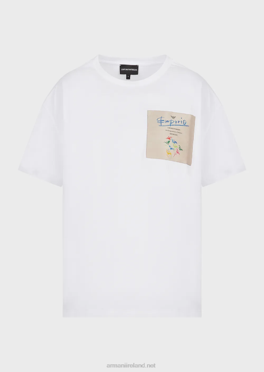 Women 086V440 Light Organic-Jersey T-Shirt With Collection Logo Patch Armani White