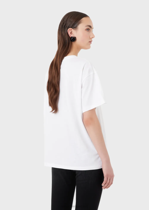 Women 086V440 Light Organic-Jersey T-Shirt With Collection Logo Patch Armani White