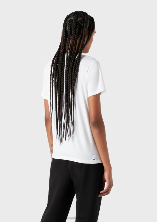 Women 086V444 Travel Essentials Stretch-Jersey T-Shirt Armani White