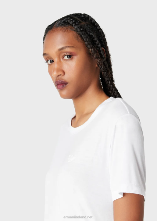 Women 086V444 Travel Essentials Stretch-Jersey T-Shirt Armani White