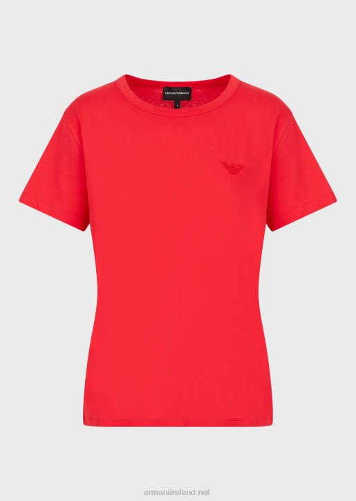 Women 086V447 Jersey T-Shirt With Oversized Rabbit Embroidery Armani Red