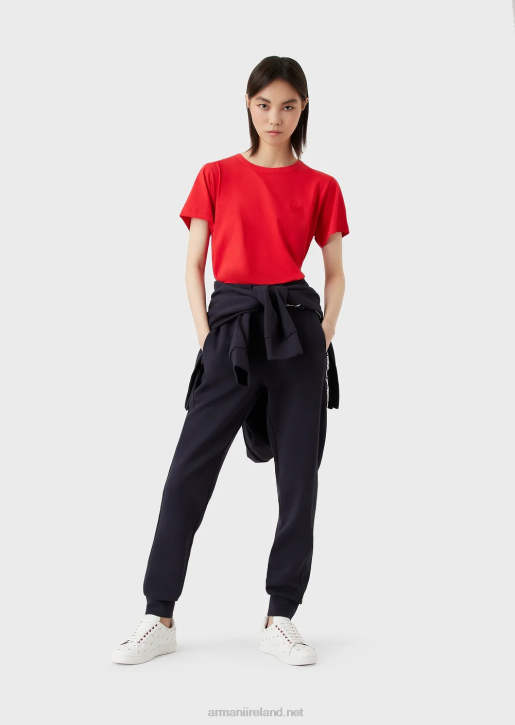 Women 086V447 Jersey T-Shirt With Oversized Rabbit Embroidery Armani Red
