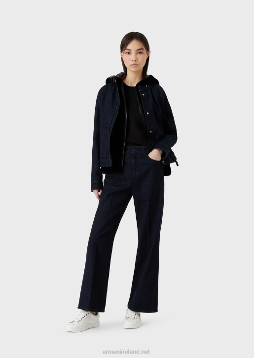 Women 086V448 Stretch Jersey T-Shirt With Embroidery Armani Black