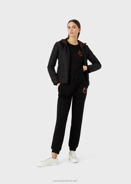 Women 086V451 Stretch Jersey Jumper With Lettering And Embroidery Armani Black