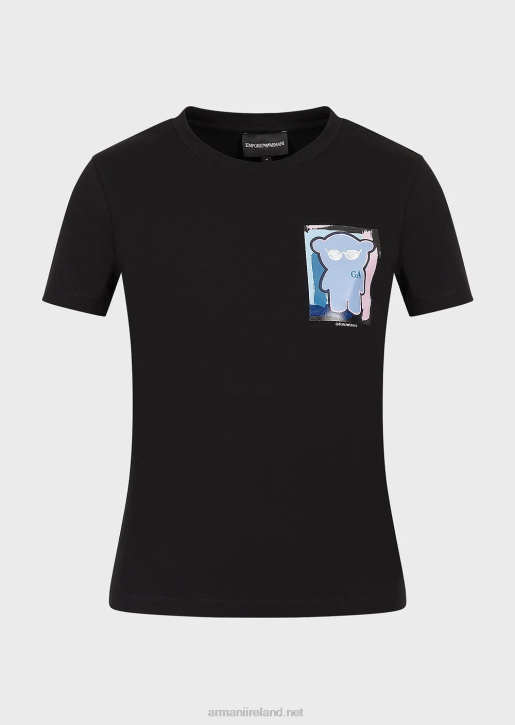 Women 086V453 Stretch-Jersey T-Shirt With Manga Bear Print Armani Black