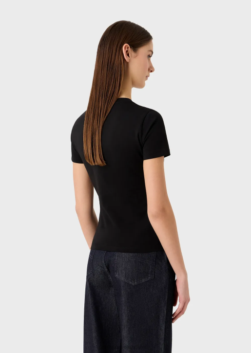 Women 086V453 Stretch-Jersey T-Shirt With Manga Bear Print Armani Black