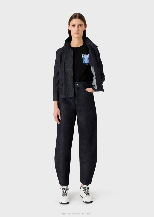 Women 086V453 Stretch-Jersey T-Shirt With Manga Bear Print Armani Black