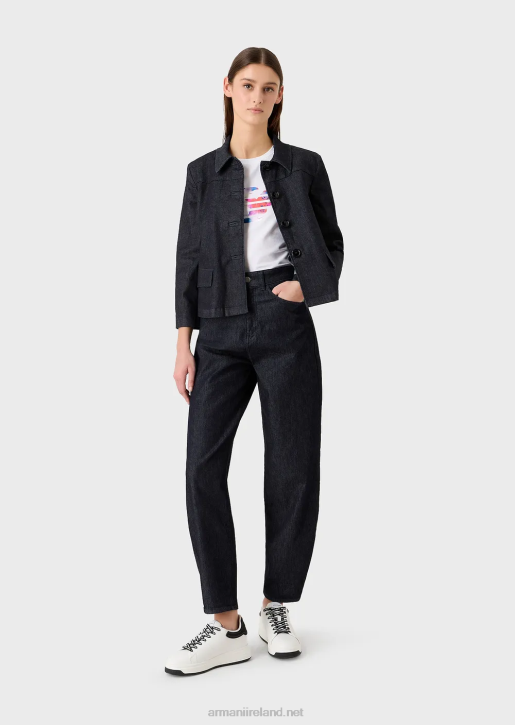 Women 086V458 Stretch-Jersey T-Shirt With Oversized Eagle Pattern Armani White