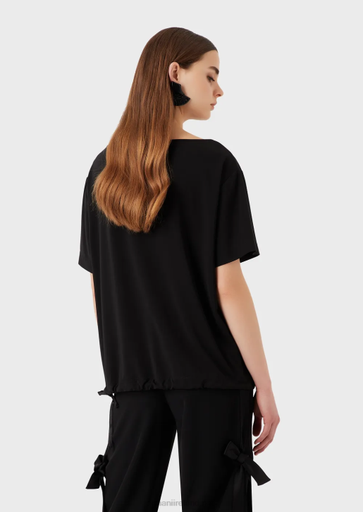 Women 086V468 Stretch Jersey-Crepe Jumper With Raglan Sleeves Armani Black