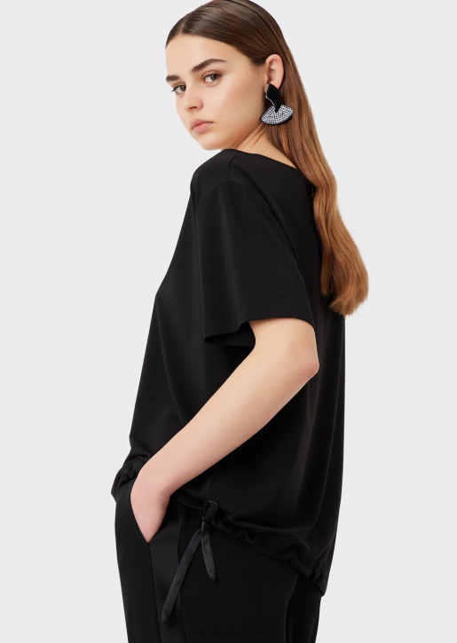 Women 086V468 Stretch Jersey-Crepe Jumper With Raglan Sleeves Armani Black