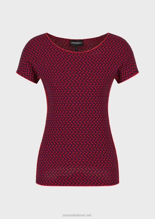Women 086V470 Short-Sleeved Jumper In 3D Effect Stretch Jacquard Jersey Armani