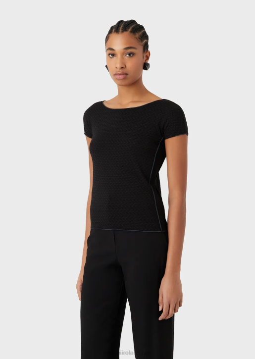 Women 086V470 Short-Sleeved Jumper In 3D Effect Stretch Jacquard Jersey Armani