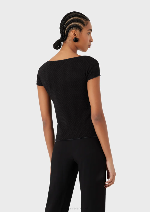 Women 086V470 Short-Sleeved Jumper In 3D Effect Stretch Jacquard Jersey Armani