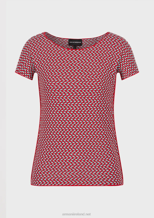Women 086V472 Short-Sleeved Jumper In 3D Effect Stretch Jacquard Jersey Armani