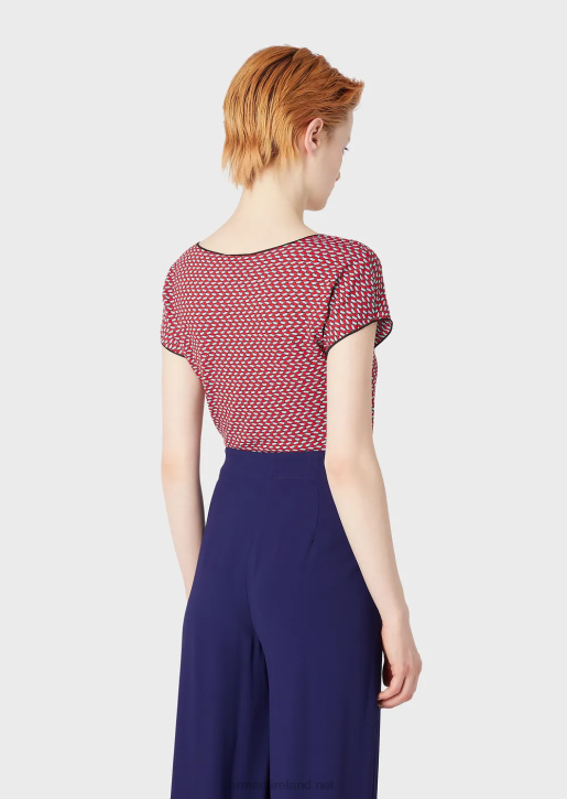 Women 086V472 Short-Sleeved Jumper In 3D Effect Stretch Jacquard Jersey Armani
