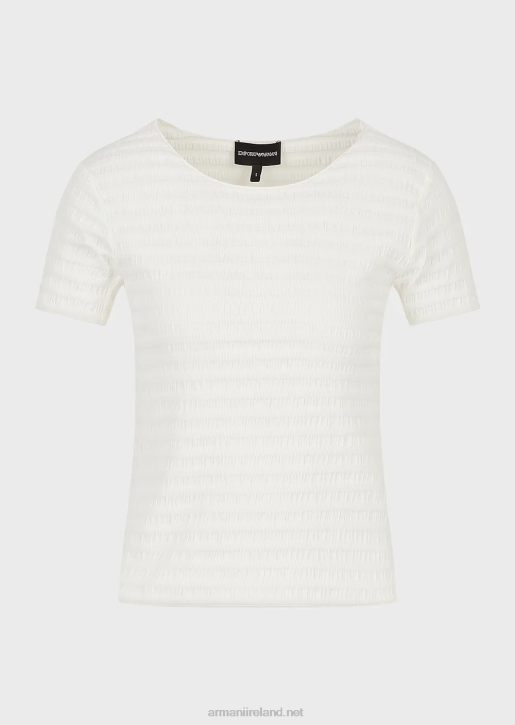 Women 086V474 Short-Sleeved Jumper In Organic Embossed Jacquard Jersey Armani