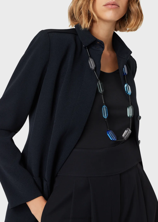Women 086V479 Viscose Stretch Jersey Jumper With Three-Quarter Length Sleeves Armani Navy Blue