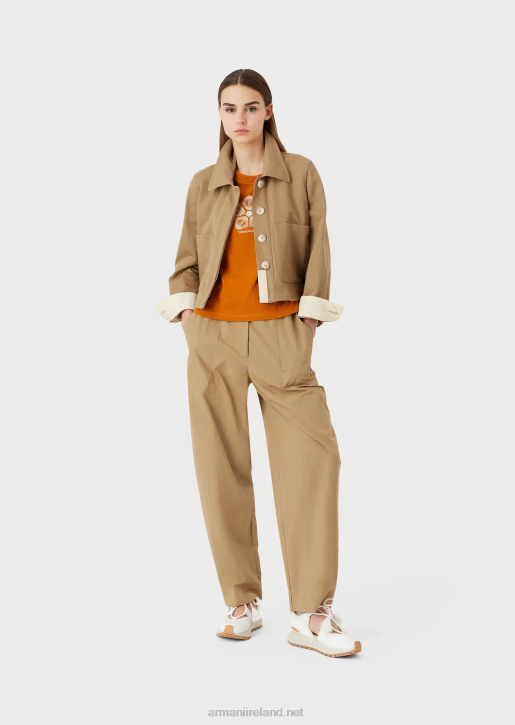 Women 086V482 Organic American Jersey T-Shirt With Sustainable Collection Print Armani Orange