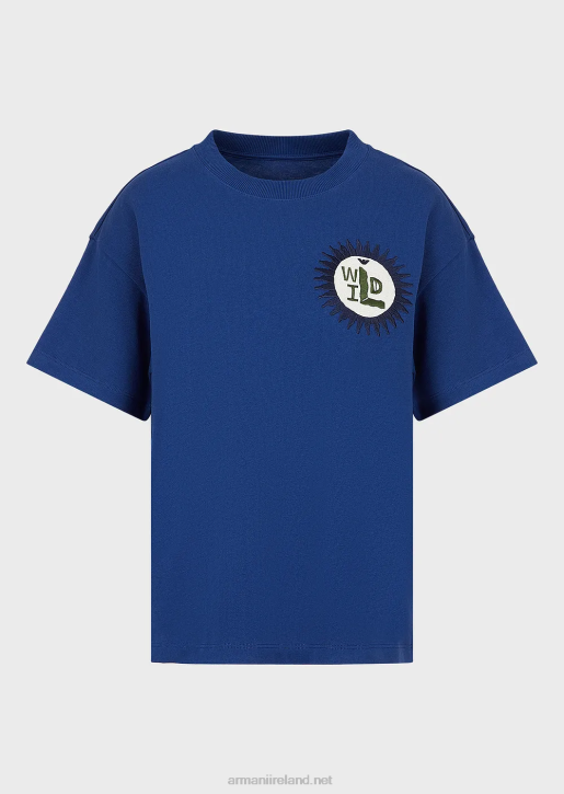 Women 086V484 Sustainable Collection Organic American Jersey T-Shirt With Patch Armani Blue