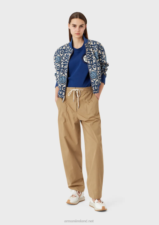 Women 086V484 Sustainable Collection Organic American Jersey T-Shirt With Patch Armani Blue