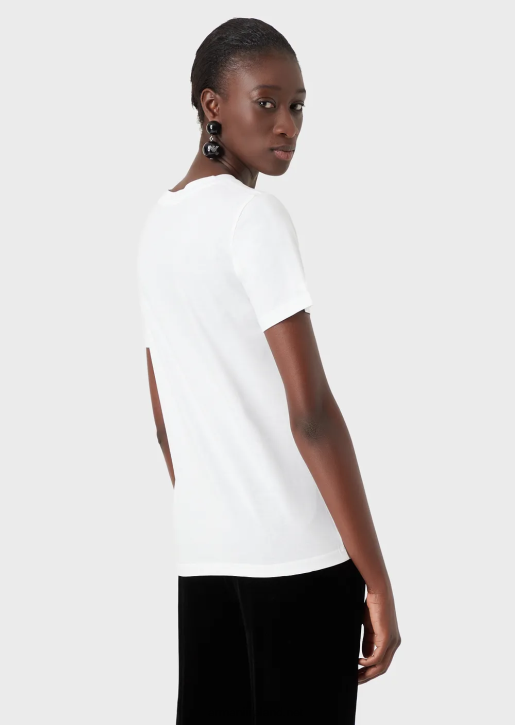 Women 086V488 Pima-Jersey Crew-Neck T-Shirt Armani White