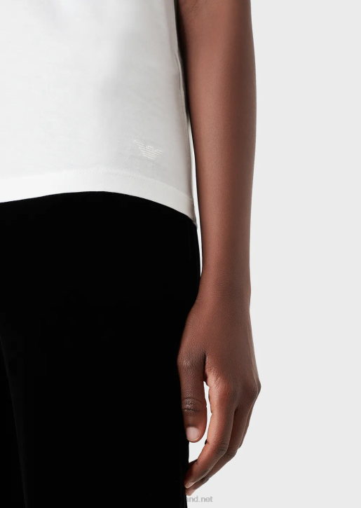 Women 086V488 Pima-Jersey Crew-Neck T-Shirt Armani White