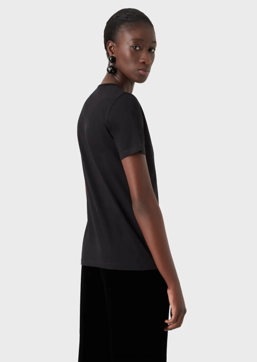 Women 086V489 Pima-Jersey Crew-Neck T-Shirt Armani Black
