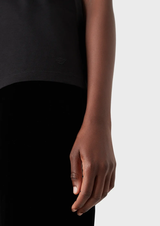 Women 086V489 Pima-Jersey Crew-Neck T-Shirt Armani Black