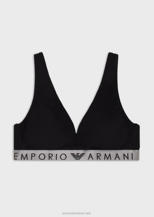 Women 086V130 Iconic Recycled Microfibre Padded Bralette Armani Black