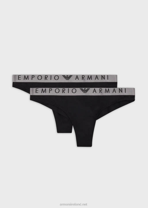 Women 086V131 Two-Pack Of Iconic Recycled Microfibre Brazilian Briefs Armani Black