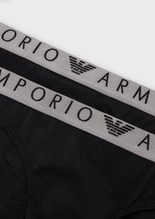 Women 086V131 Two-Pack Of Iconic Recycled Microfibre Brazilian Briefs Armani Black