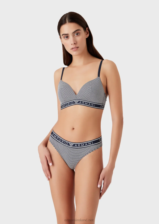 Women 086V132 Padded Triangle Bra With Printed Pattern Armani Striped