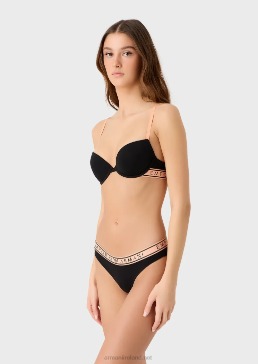 Women 086V137 Two-Pack Of Iconic Organic-Cotton Brazilian Briefs With Logo Waistband Armani Black