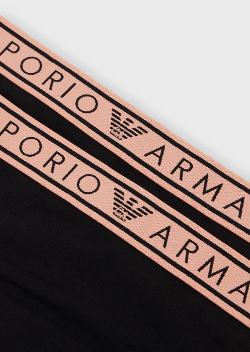 Women 086V137 Two-Pack Of Iconic Organic-Cotton Brazilian Briefs With Logo Waistband Armani Black