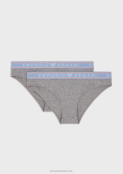 Women 086V140 Two-Pack Of Iconic Organic-Cotton Briefs With Logo Waistband Armani