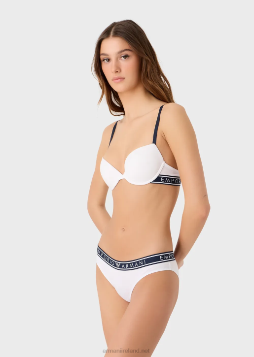 Women 086V141 Two-Pack Of Iconic Organic-Cotton Briefs With Logo Waistband Armani White